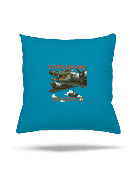 Bombardino Crocodilo – Italian Brainrot polštář Blue Turquoise