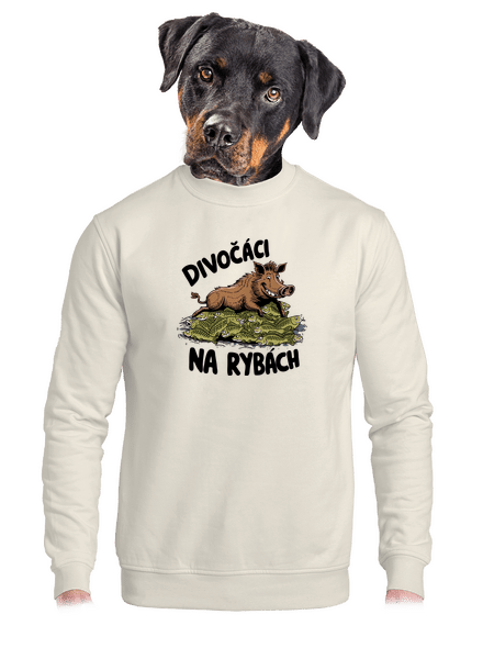 Divočáci na rybách unisex mikina bez kapuce Off White
