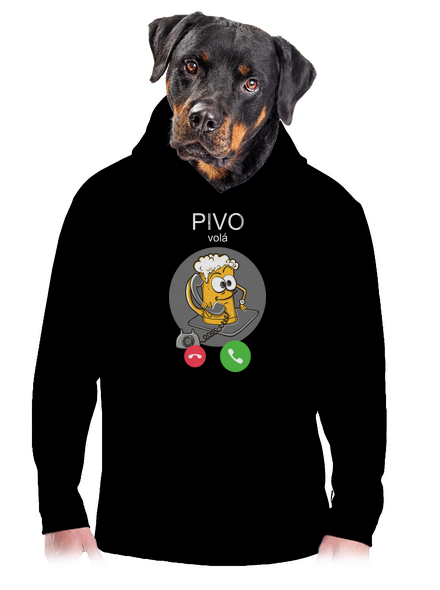 Pivo volá pánská mikina klokanka Black