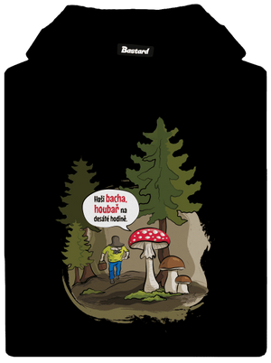 Bacha houbař pánská mikina klokanka Black