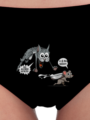 Alergická kočka a myš dámské kalhotky Black
