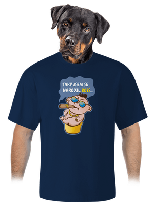 Boss unisex tričko oversized Midnight Blue