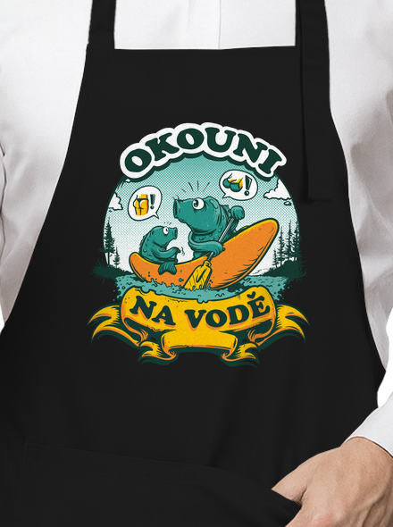 Okouni na vodě zástěra Black