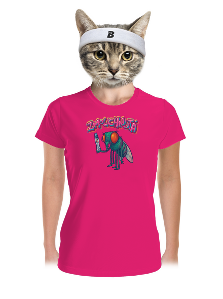 Zmouchnutá dámské sportovní tričko Neon Pink