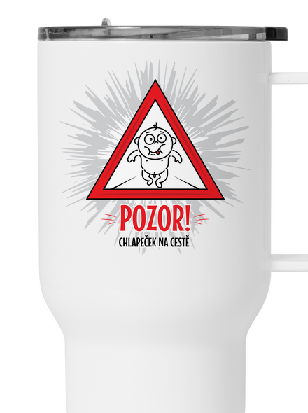 Chlapeček na cestě termohrnek White