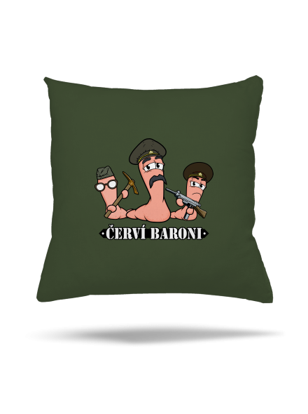 Červí baroni polštář Olive Green