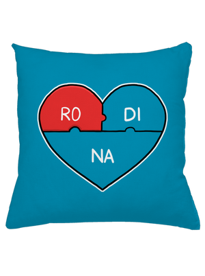 Rodinné puzzle polštář Blue Turquoise