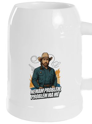 B19: Chuck Norris z Walker, Texas Ranger půllitr White