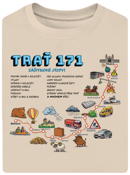 Trať 171 unisex tričko oversized Almond