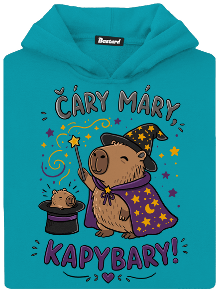 Čáry máry kapybary dětská mikina klokanka Hawaiian Blue