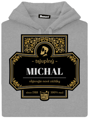 Alkoholová etiketa pánská mikina klokanka Light Melange