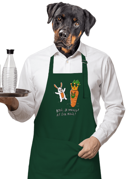 Král je mrkev, ať žije král zástěra Bottle Green