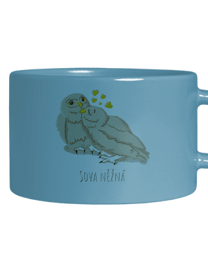 Sova něžná hrnek makronka Blue Macaron