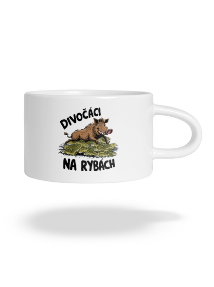 Divočáci na rybách hrnek makronka White