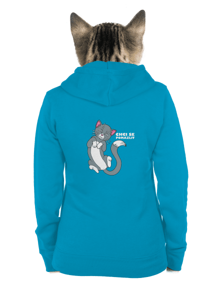 Chci se pomazlit dámská mikina na zip Blue Atol