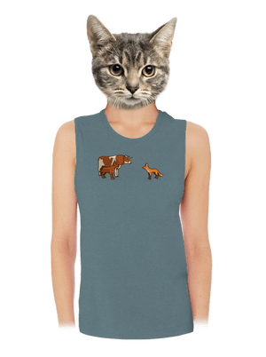 Vůl, pes a vulpes dámské tílko volné Heather Deep Teal