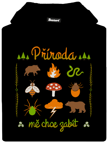 Příroda mě chce zabít dětská mikina klokanka Black