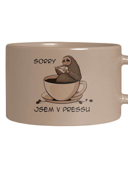 V pressu hrnek makronka Brown Macaron