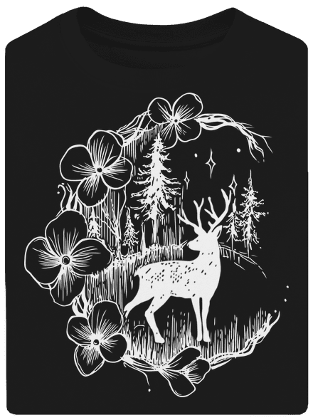 Jelen v květu bílý unisex tričko oversized Black