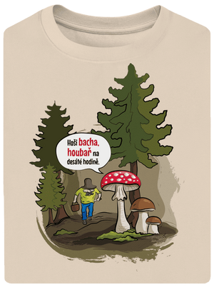 Bacha houbař unisex tričko oversized Almond