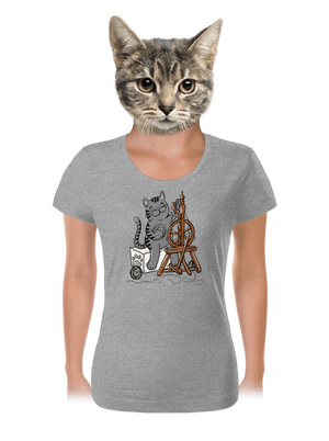Kočka přede dámské tričko Dark Gray Melange