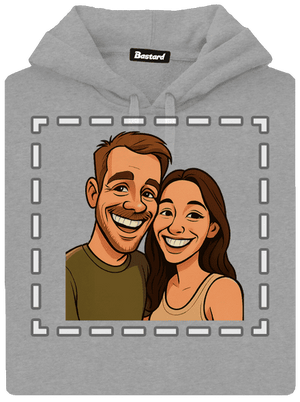 Karikatura z vlastní fotky pánská mikina klokanka Light Melange