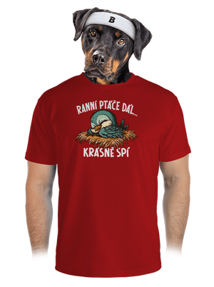 Ranní ptáče spí pánské sportovní tričko Red Mal