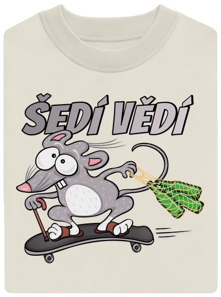 Šedí vědí - myšák unisex mikina bez kapuce Off White