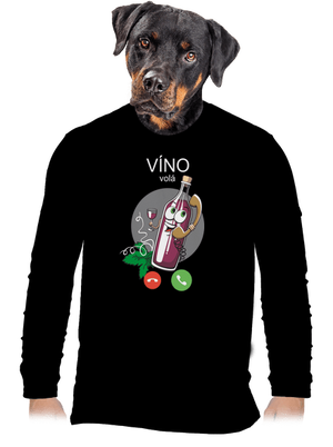 Červené víno volá pánské dlouhý rukáv Black