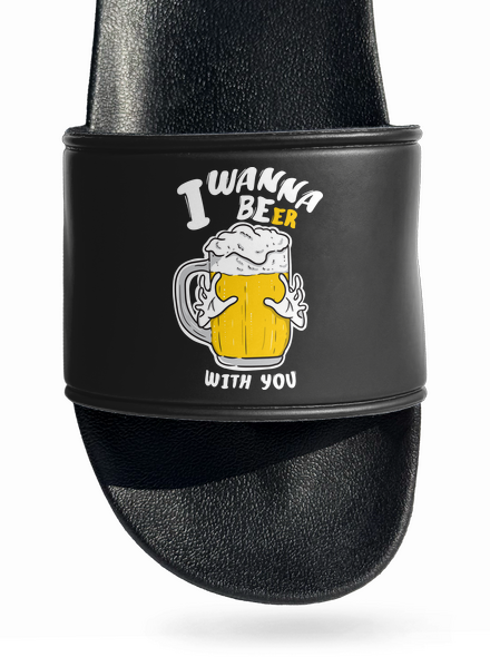 I wanna beer pantofle Black