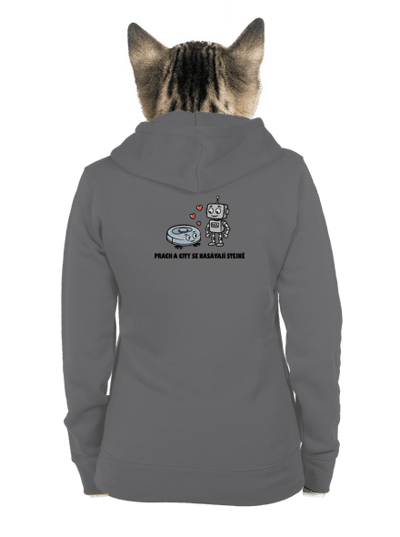 Láska mezi roboty dámská mikina na zip Steel Gray