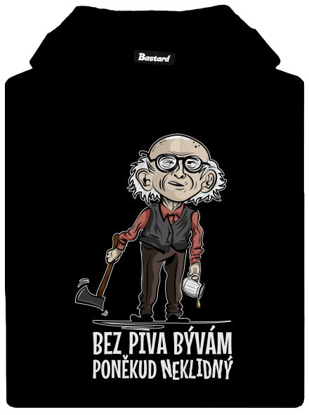 Neklidný bez piva pánská mikina klokanka Black