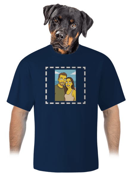 Simpsonovi z vlastní fotky unisex tričko oversized Midnight Blue