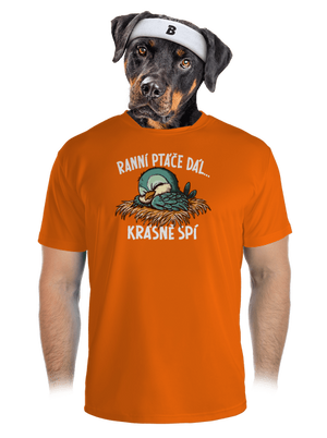 Ranní ptáče spí pánské sportovní tričko Neon Orange