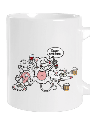 Kocour není doma velký hrnek White