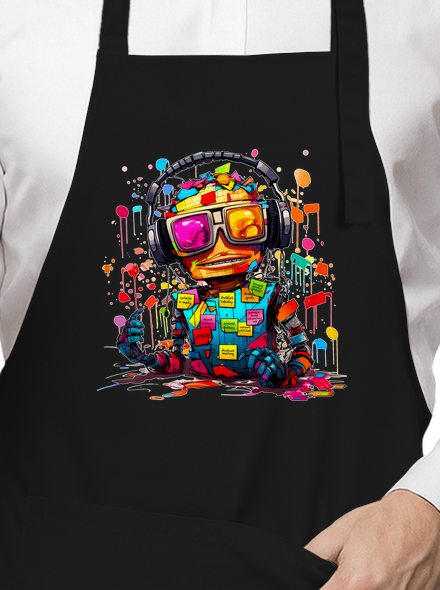 Workaholic robot zástěra Black