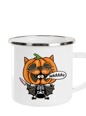 Halloweenská kočička plecháček White