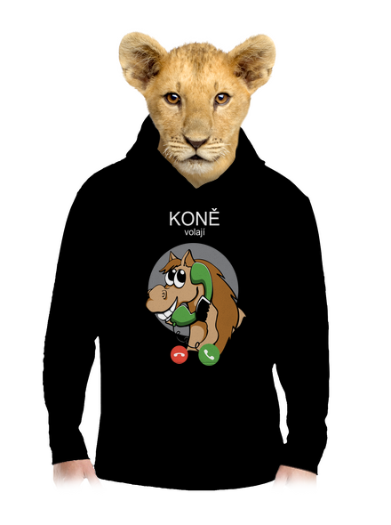 Koně volají dětská mikina klokanka Black