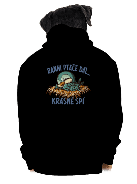 Ranní ptáče spí pánská mikina na zip Black