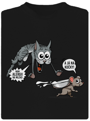 Alergická kočka a myš dětské sportovní tričko Black