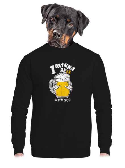 I wanna beer unisex mikina bez kapuce Black