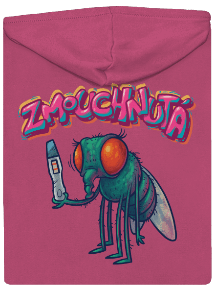 Zmouchnutá dámská mikina na zip Magenta