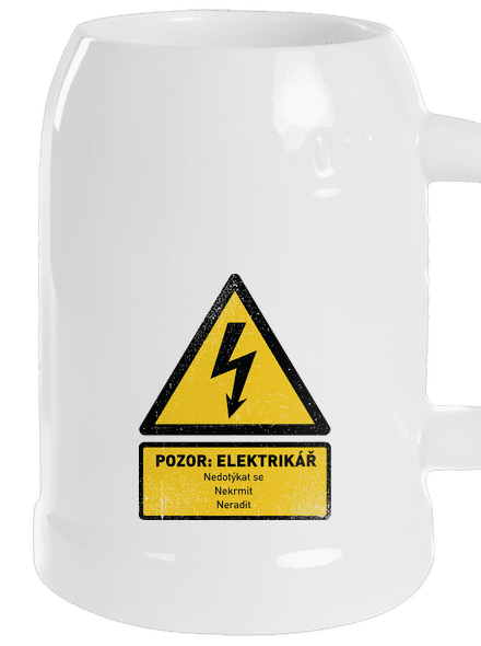 Pozor elektrikář půllitr White