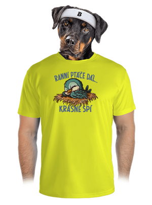 Ranní ptáče spí pánské sportovní tričko Neon Yellow