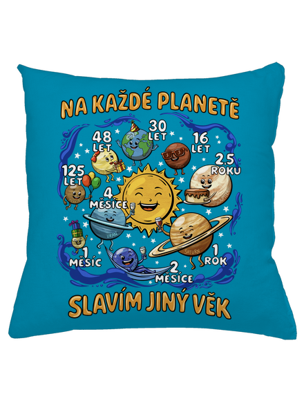 Věk na planetách polštář Blue Turquoise