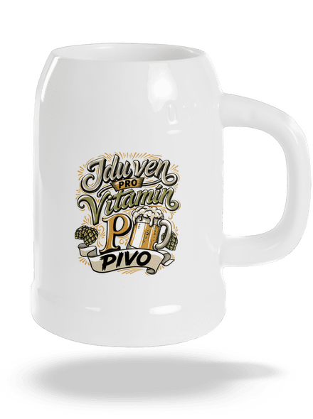 Vitamín Pivo půllitr White
