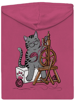 Kočka přede dámská mikina na zip Magenta