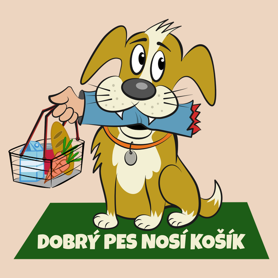 Pes nosí košík