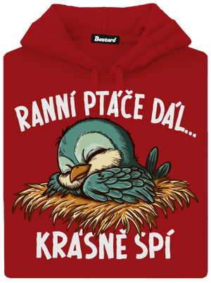 Ranní ptáče spí dámská mikina klokanka Red Mal