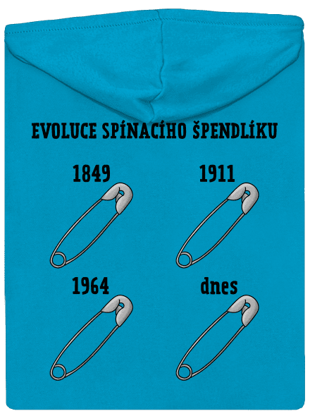 Evoluce spínacího špendlíku dámská mikina na zip Blue Atol